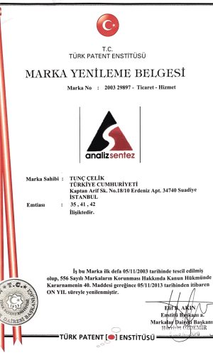 Analiz Sentez - Marka Tescili